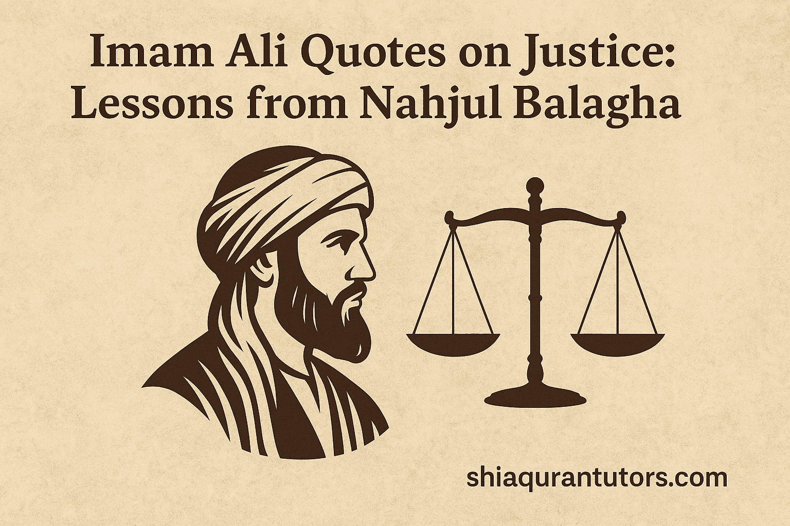 Surah Fatiha – Meaning, English Translation, Benefits & Lessons 4 Calligraphy of Imam Ali (AS) with justice symbol in the background, representing divine Islamic teachings on fairness and leadership