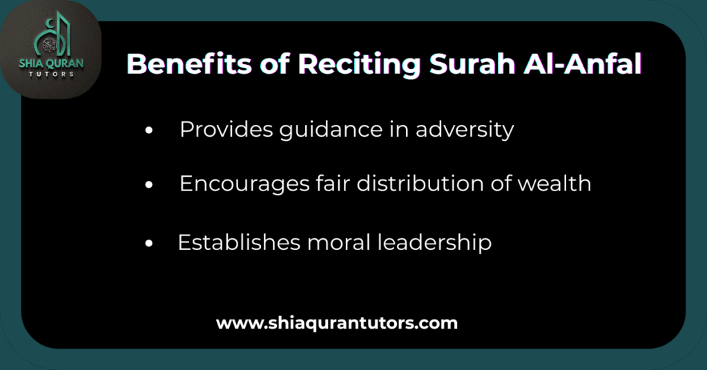Open Qur’an showing Surah Al-Anfal, highlighting the spiritual benefits and guidance gained through its recitation.