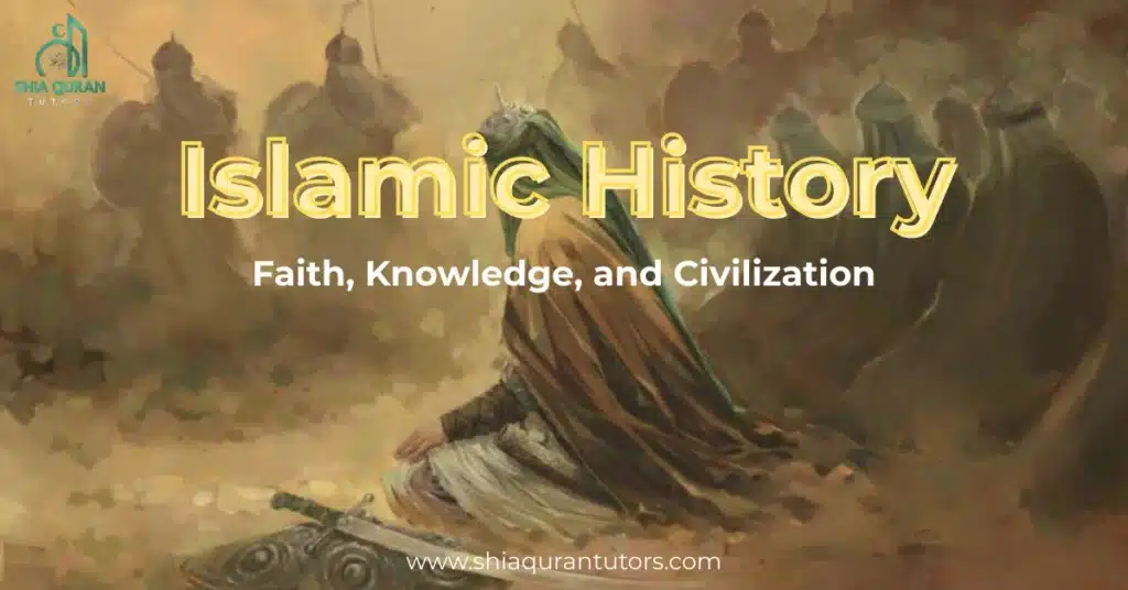 Islamic history timeline showing the rise of Islam, key caliphates, and important historical events
