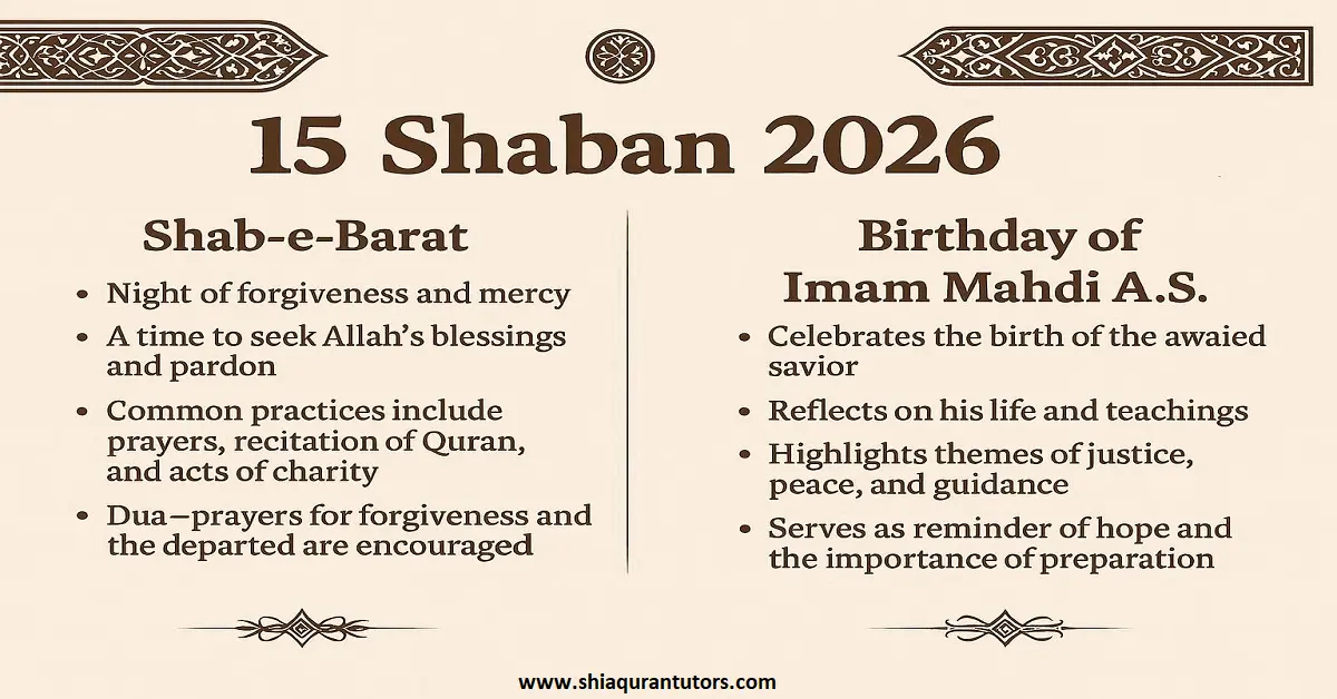 15 Shaban 2026 Shab-e-Barat and Wiladat Imam Mahdi AS night of forgiveness and blessings