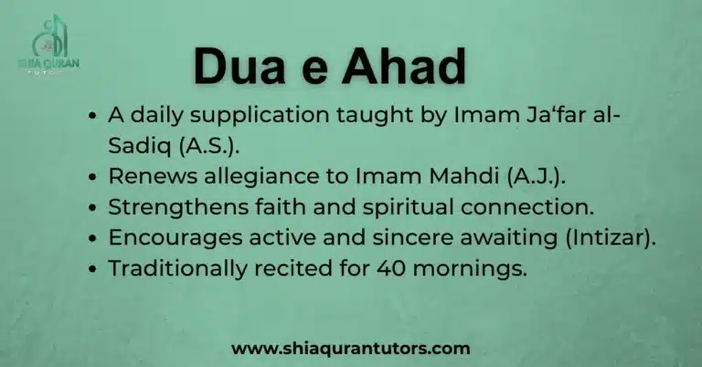 Arabic text of Dua e Ahad, a morning supplication recited by Shia Muslims