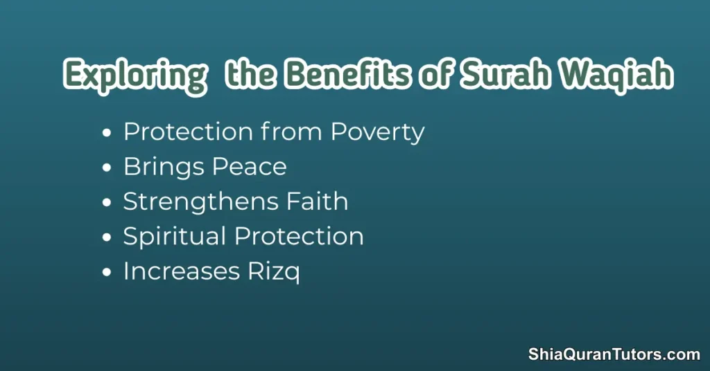 An open Quran on a wooden stand highlighting the verses to illustrate the spiritual benefits of Surah Waqiah for prosperity and peace.