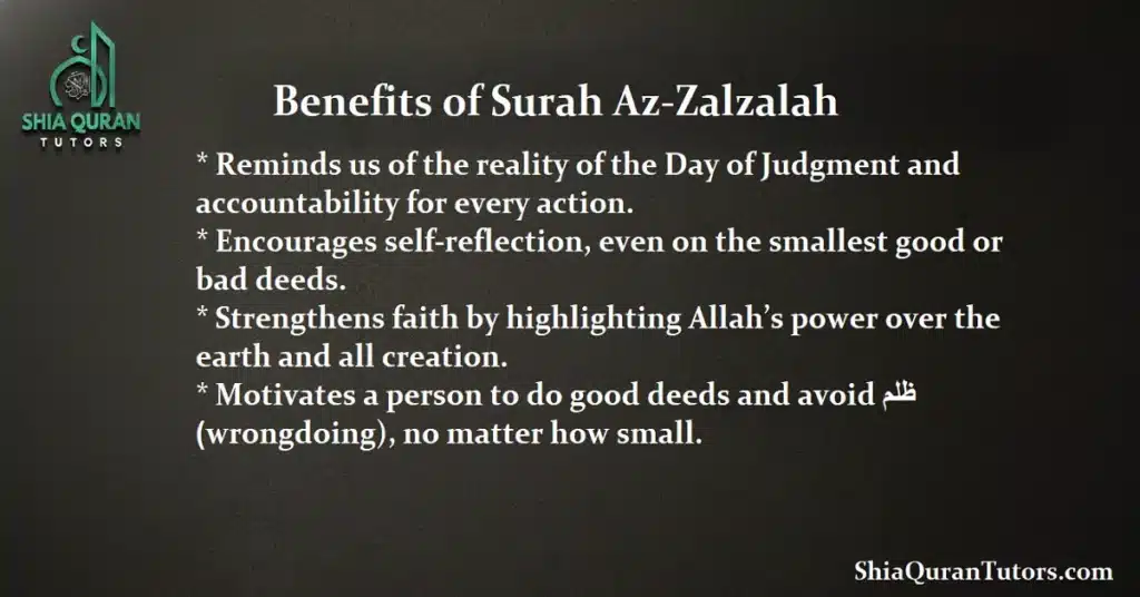 A peaceful image of a person holding prayer beads next to a Quran, illustrating the spiritual Benefits of Surah Az-Zalzalah for the believer.