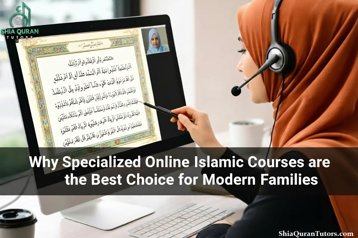 A young student participating in interactive Online Islamic Courses through the shiaqurantutors digital platform.