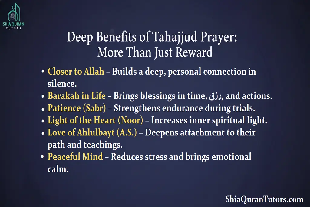 A serene person finding inner peace and mental clarity through the Tahajjud prayer during the quiet third portion of the night.