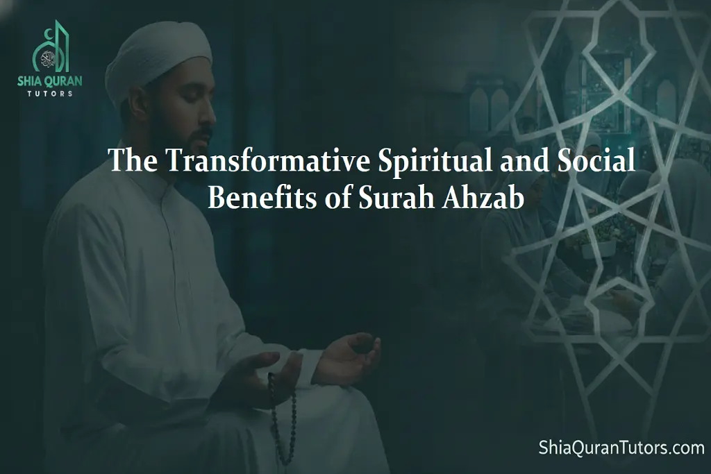 An open Quran on a wooden stand illustrating The Transformative Spiritual and Social Benefits of Surah Ahzab for personal growth and community ethics.