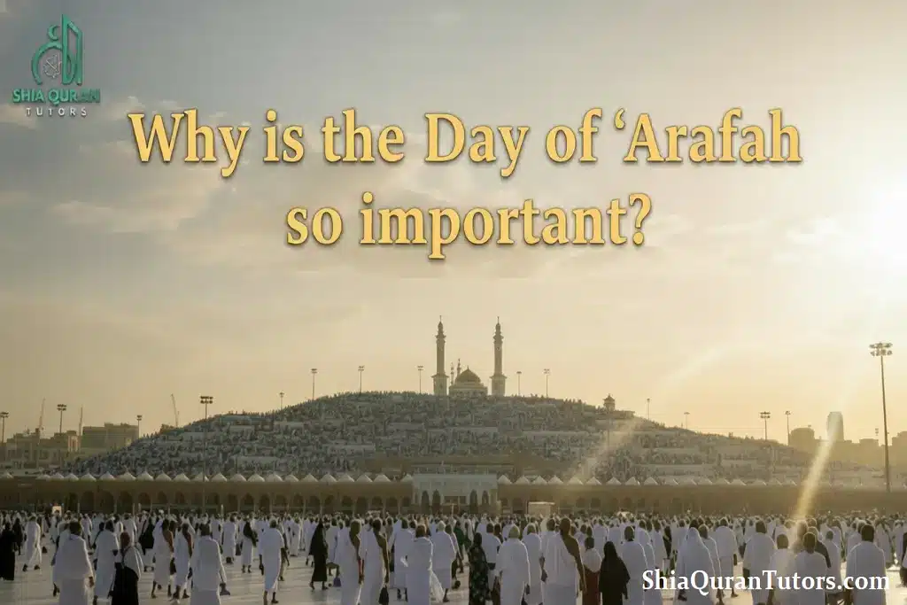 An aerial view of Mount Arafat filled with millions of pilgrims in white Ihram clothing during the sacred Day of ‘Arafah.