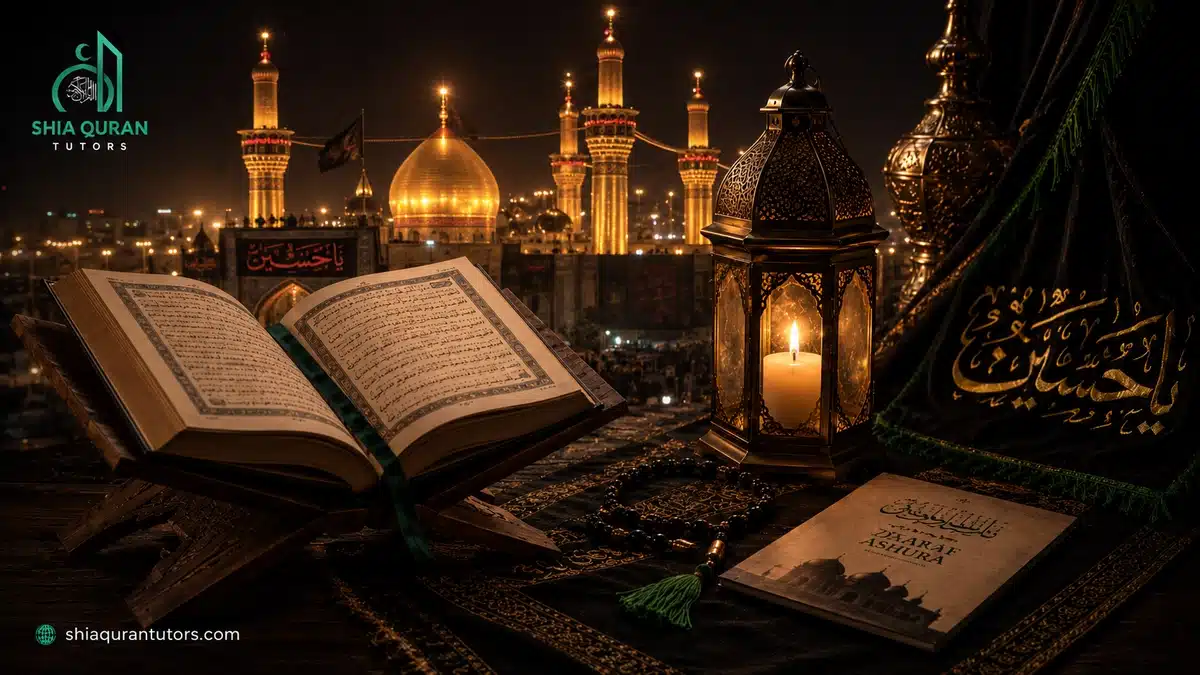 Symbolic Karbala tents and alam for Ashura 2026 Shia guide