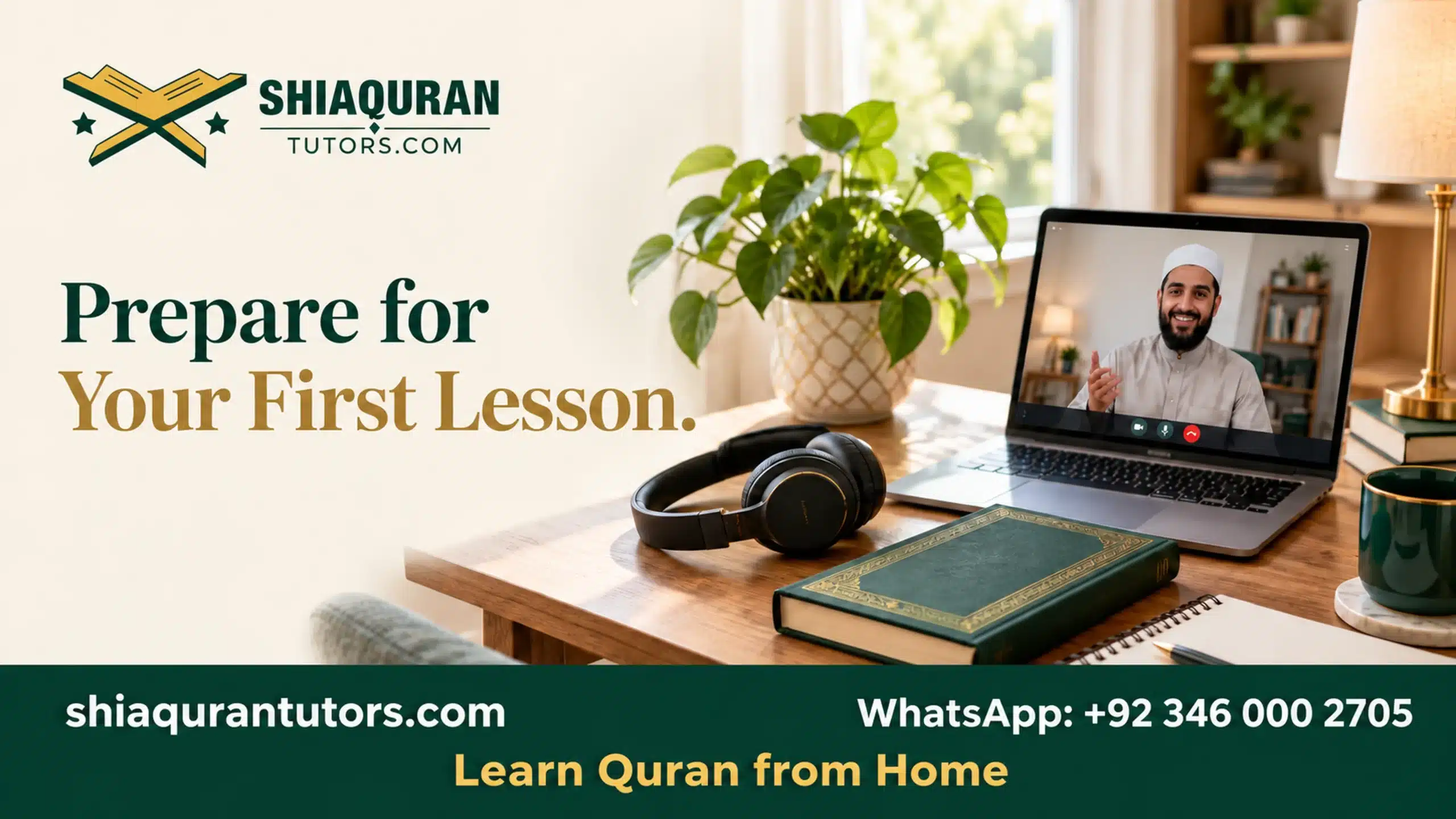 Parents supporting their son during online Quran learning at home