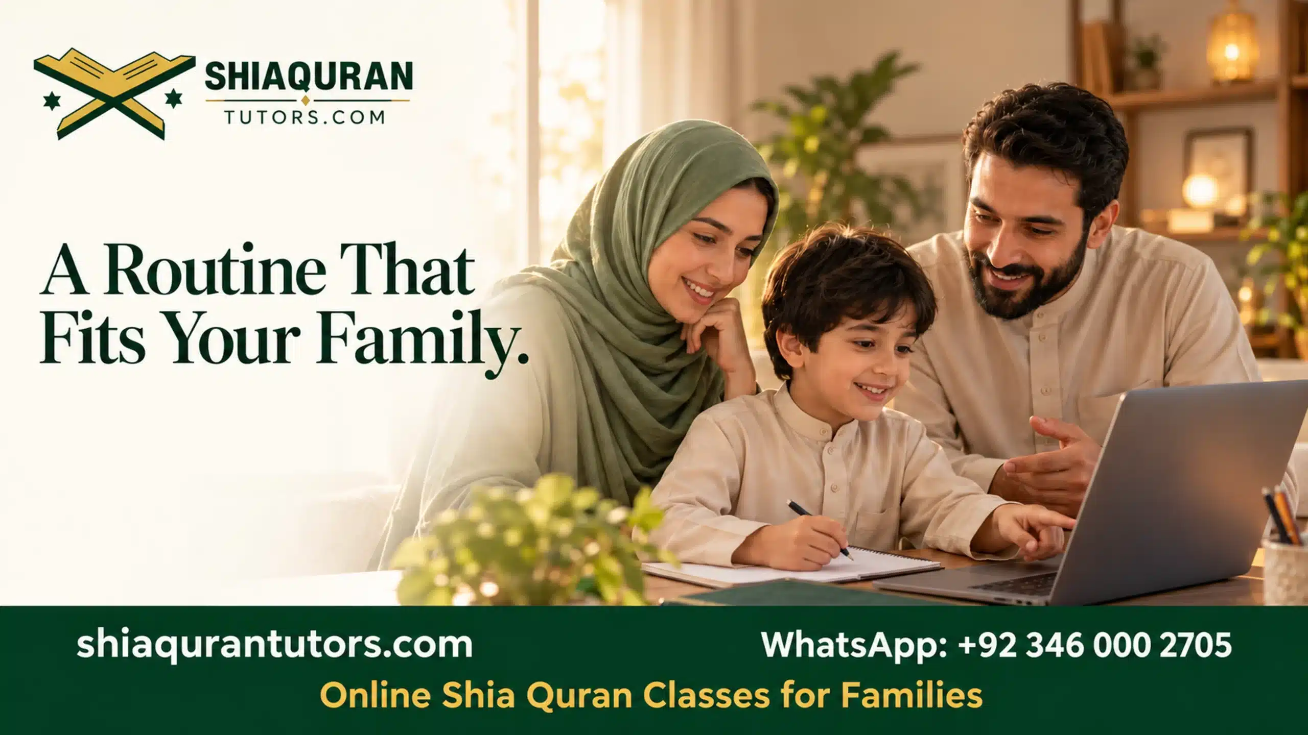 Get Shia teacher online guide showing a boy learning through a laptop